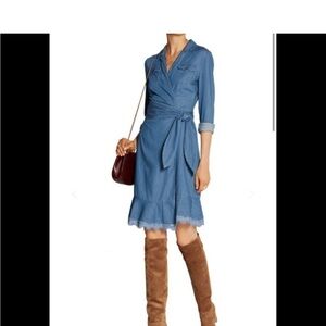 Diane Von Furstenberg Chambray Long Sleeve Dress